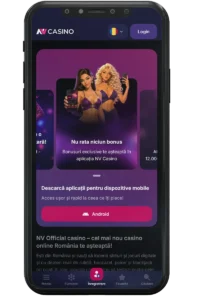 Captură de ecran a unui cazinou online pe un telefon mobil